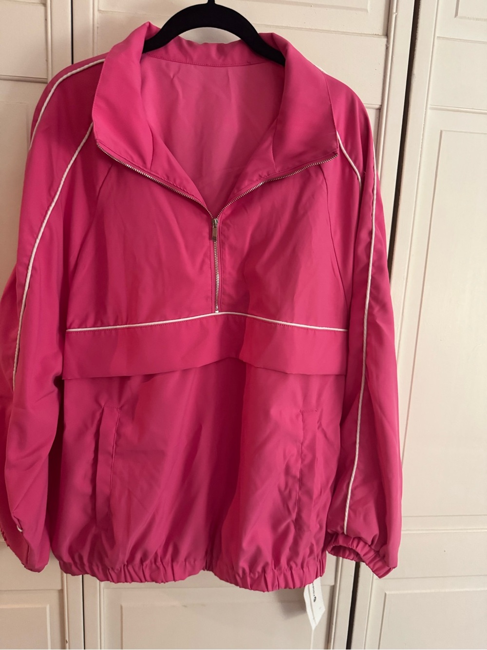 NWT Pink Women's Windbreaker Jacket - Lightweight Half-Zip Size L